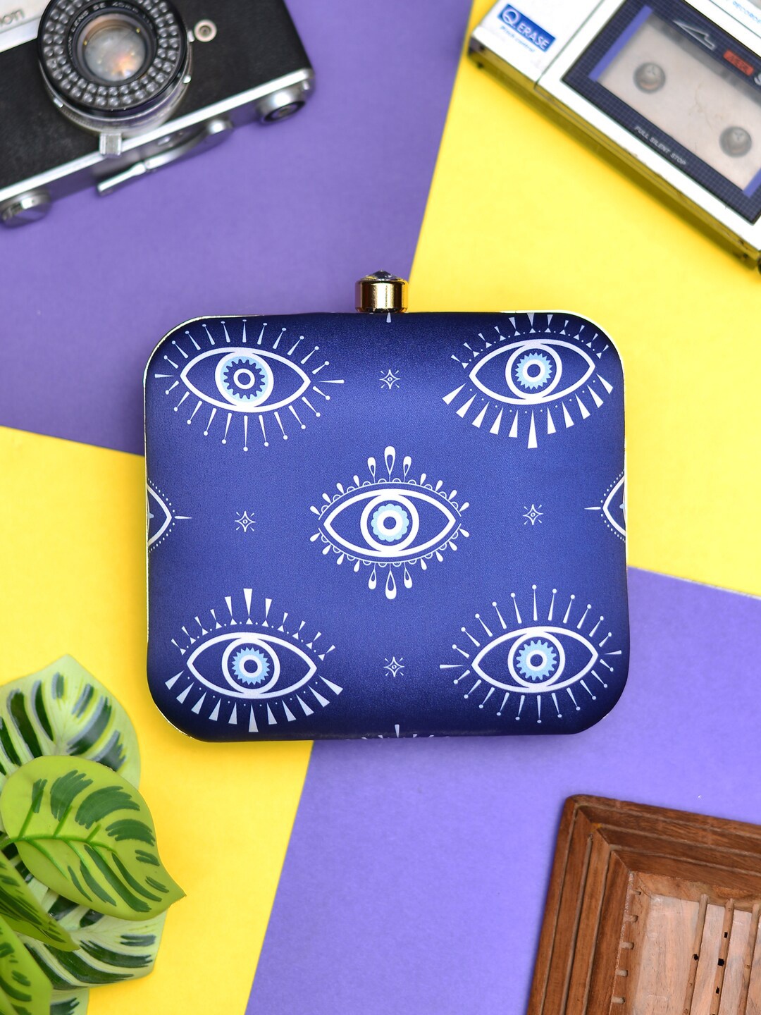 

ARTKLIM Women Evil Eye Printed Fabric Box Clutch, Blue