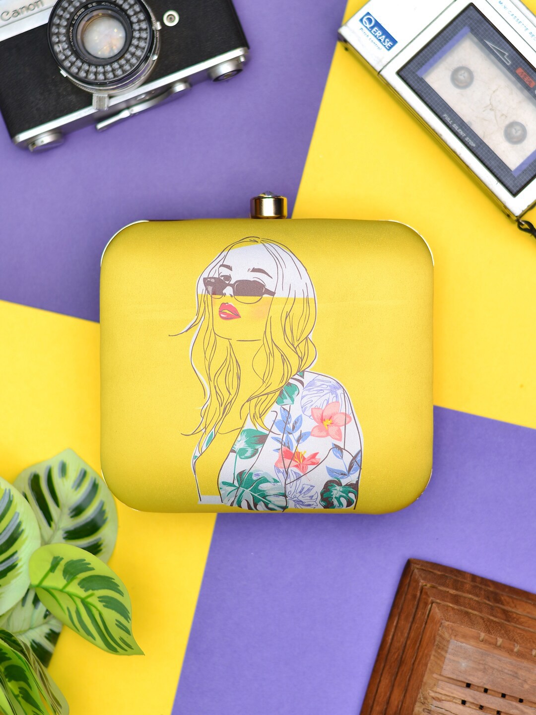 

ARTKLIM Printed Box Clutch, Yellow