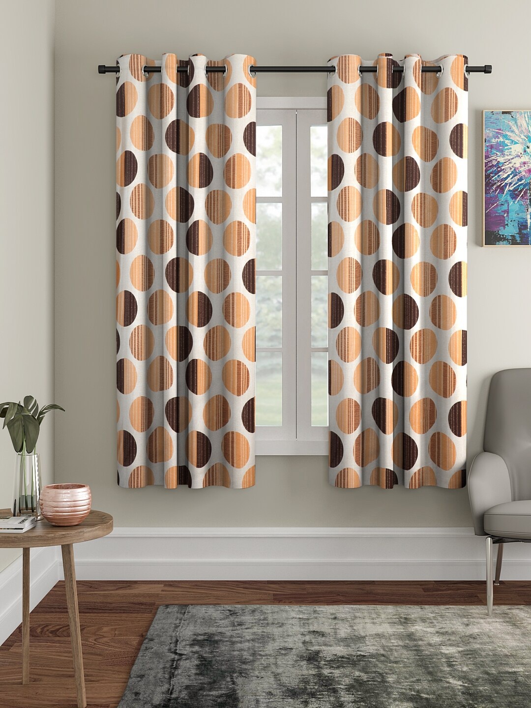 

Cortina Orange & Brown 2 Pieces Printed Window Curtains