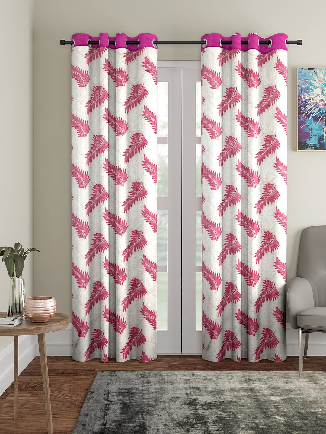 

Cortina Pink & White 2 PcsLong Door Curtains