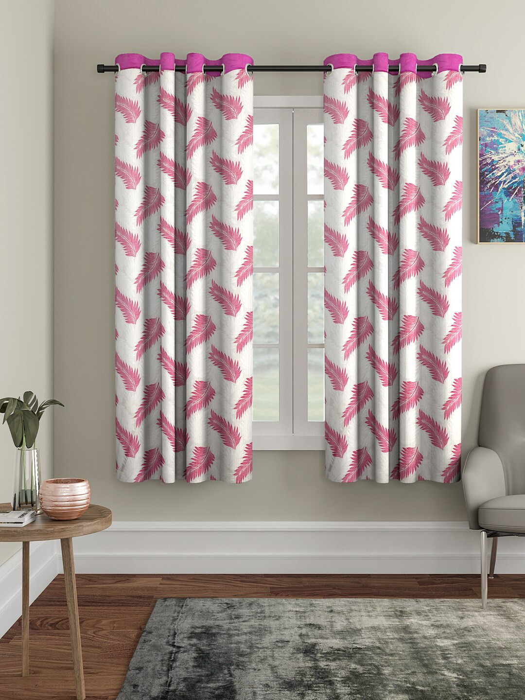 

Cortina Pink & White 2 Pcs Window Curtains