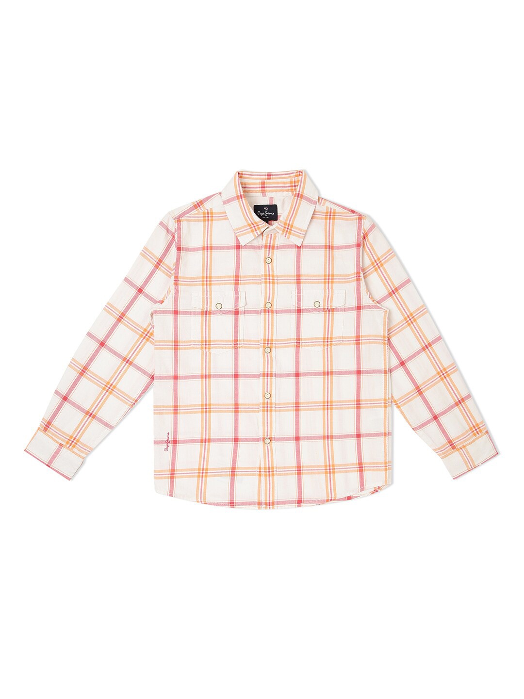 

Pepe Jeans Boys Relaxed Windowpane Checked Casual Shirt, Orange