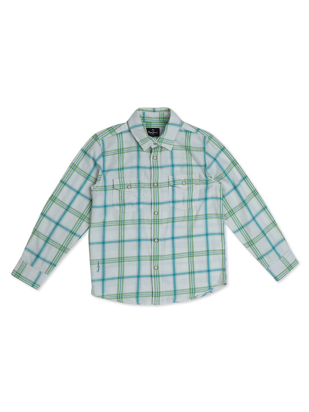 

Pepe Jeans Boys Checked Cotton Casual Shirt, White