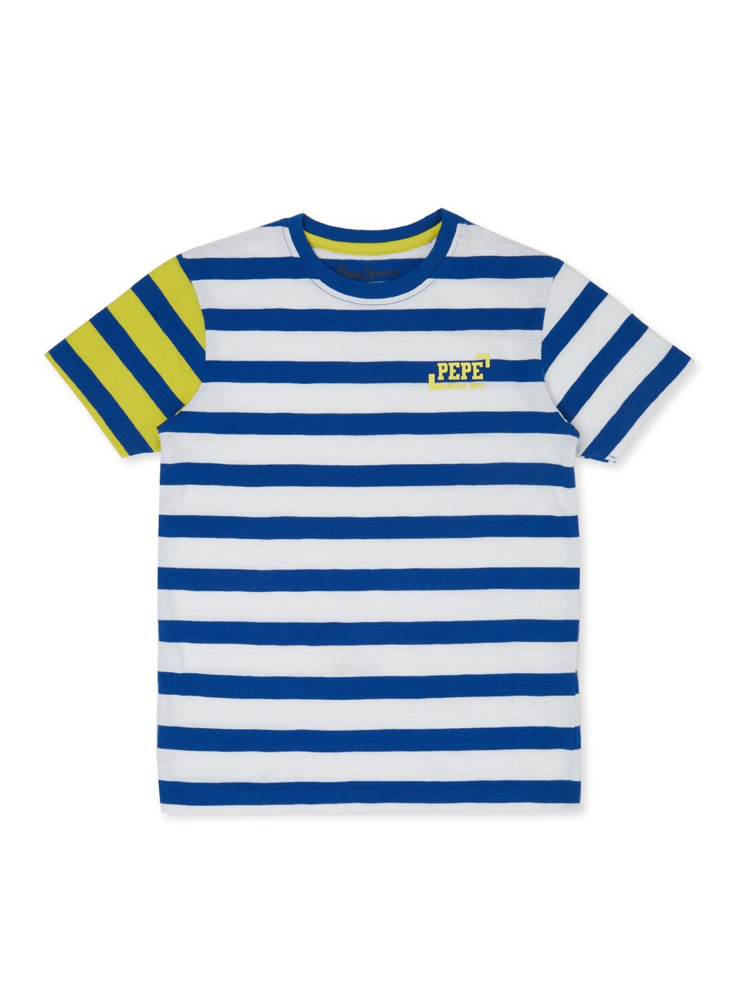 

Pepe Jeans Boys Striped Round neck Cotton T-shirt, White