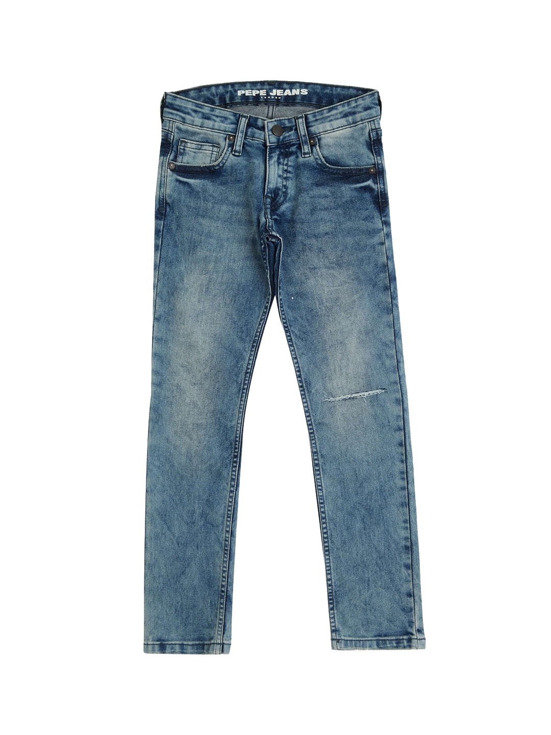 

Pepe Jeans Boys Comfort Relaxed Fit Low Distress Heavy Fade Cotton Jeans, Blue