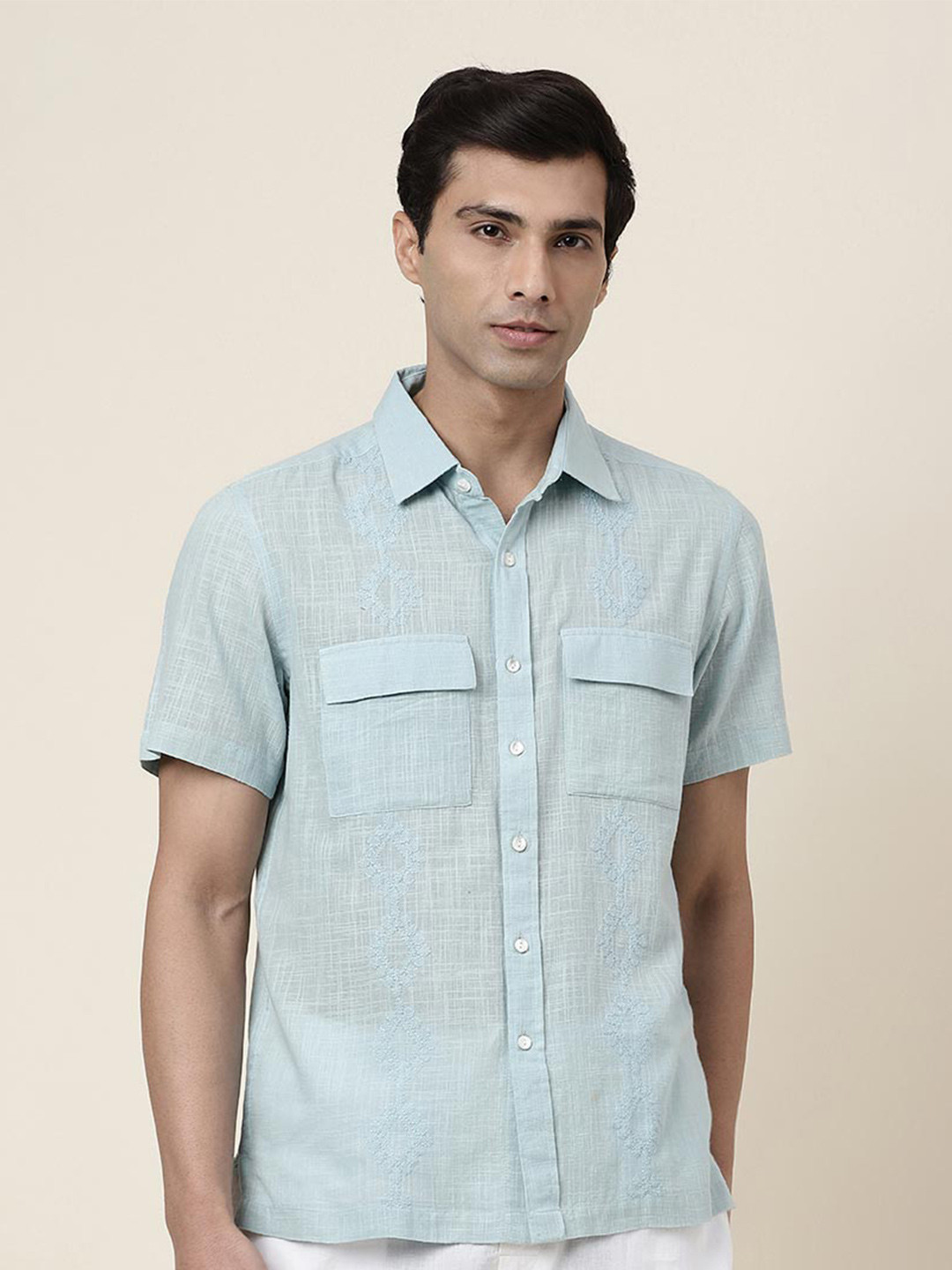 

Fabindia Spread Collar Cotton Casual Shirt, Blue