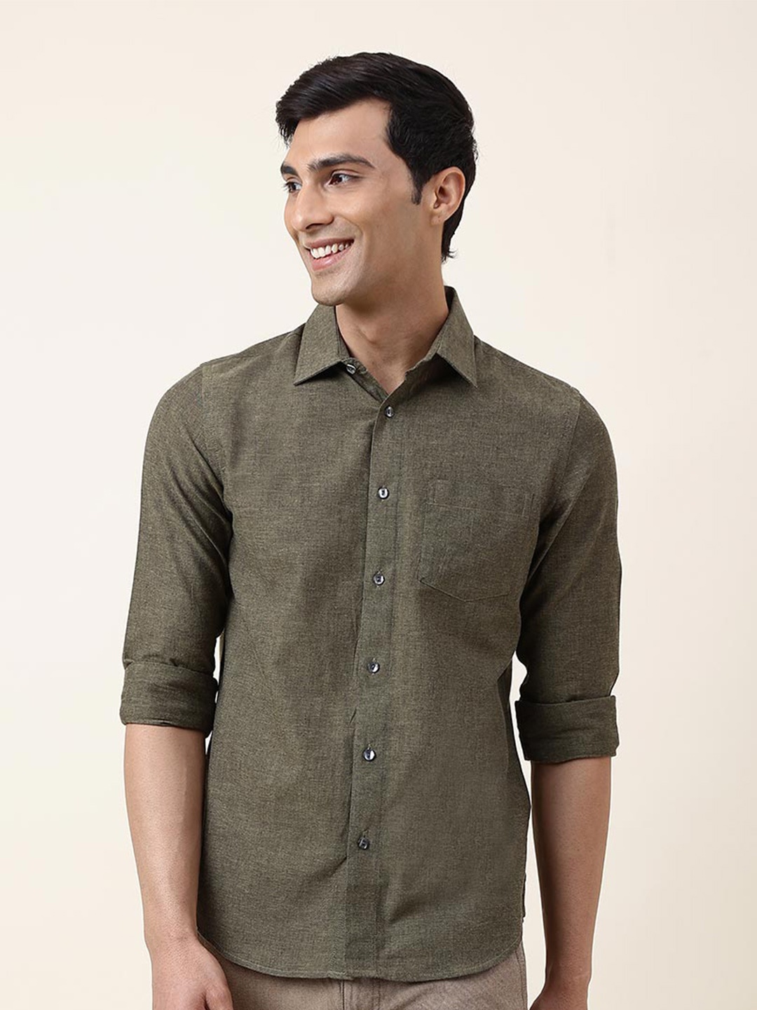 

Fabindia Regular Fit Cotton Casual Shirt, Green