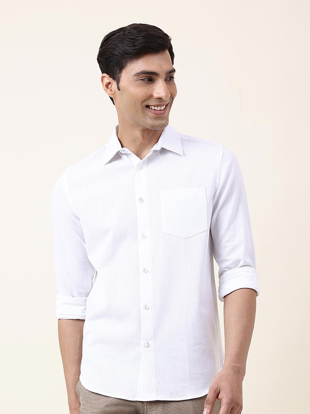 

Fabindia Spread Collar Cotton Casual Shirt, White