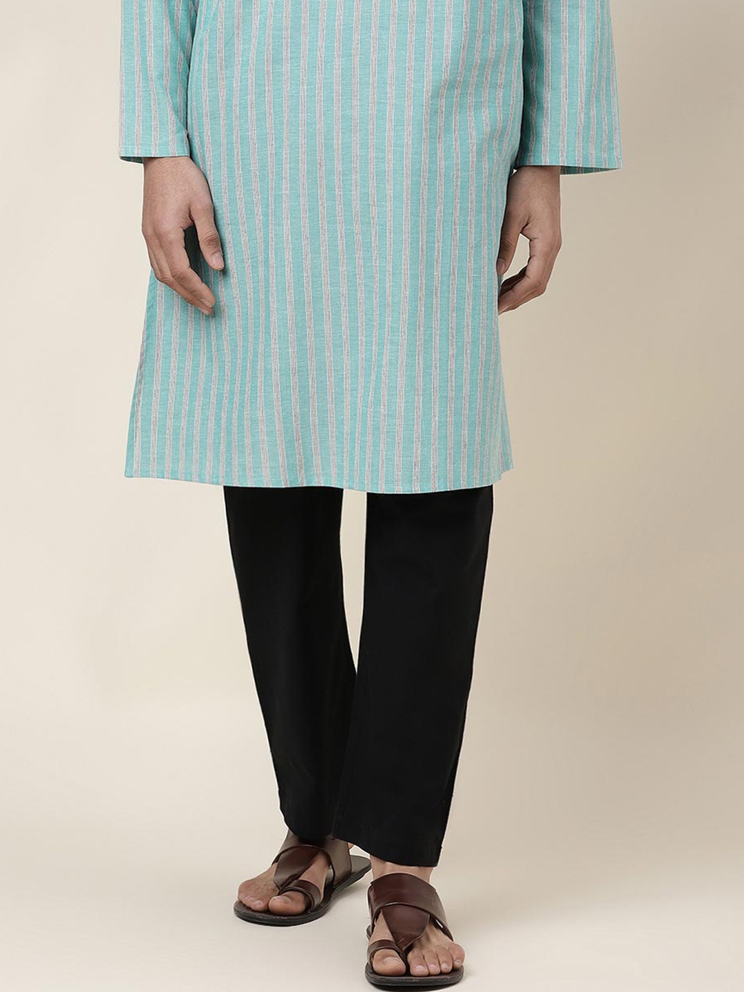 

Fabindia Men Mid-Rise Cotton Straight-Fit Pyjamas, Black