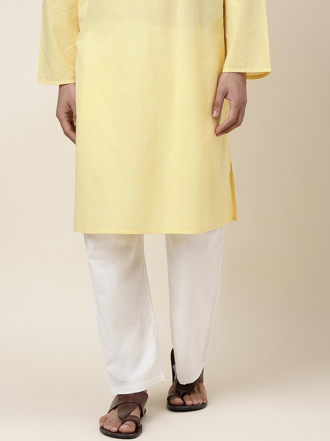 

Fabindia Men Comfort Fit Cotton Straight Leg Pyjama, Off white