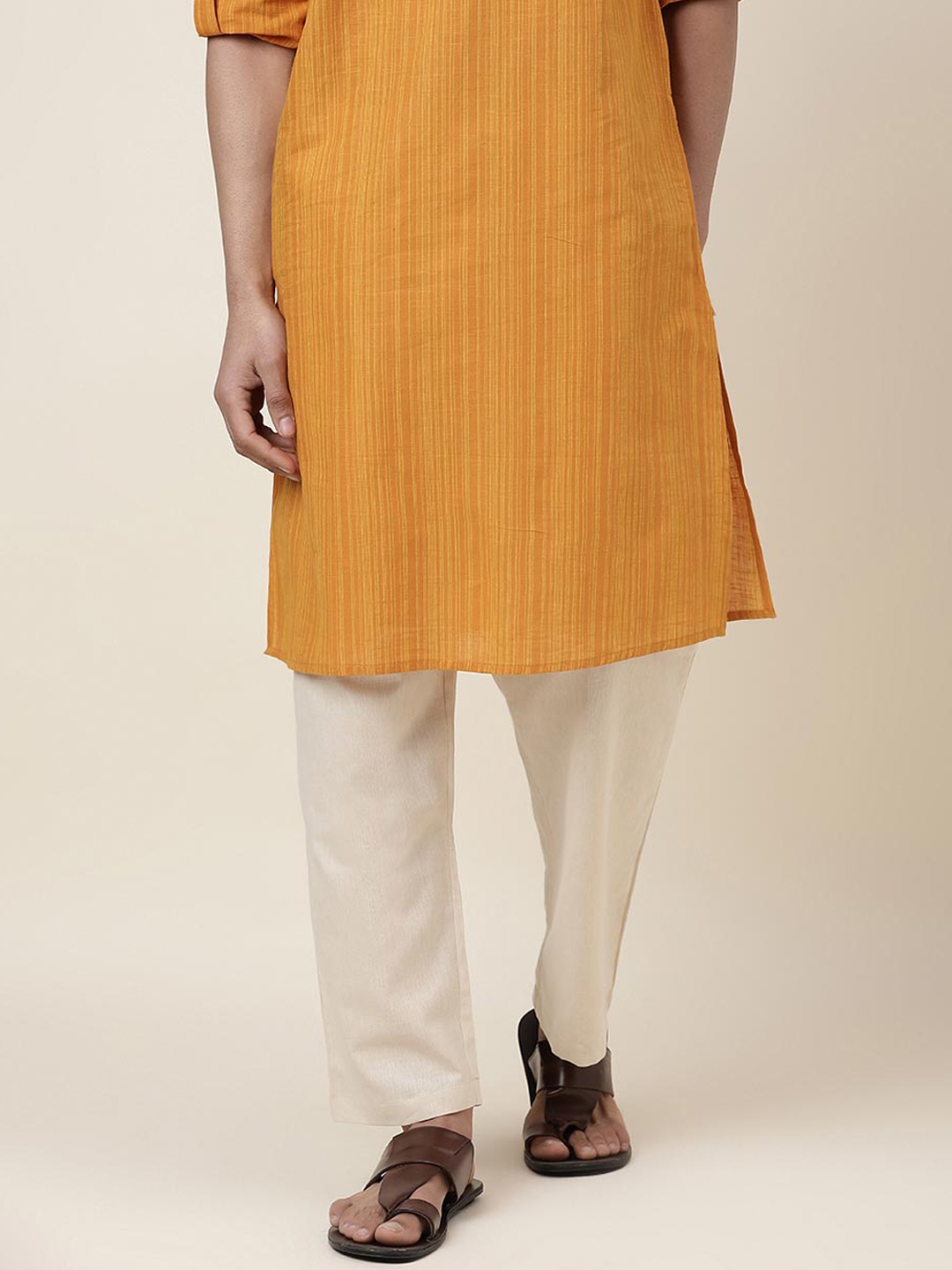 

Fabindia Men Comfort Fit Cotton Pyjama, Beige