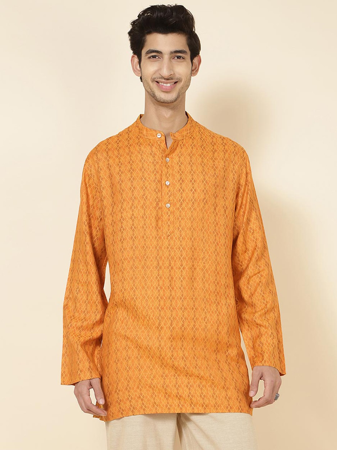 

Fabindia Ethnic Motifs Printed Kurta, Yellow