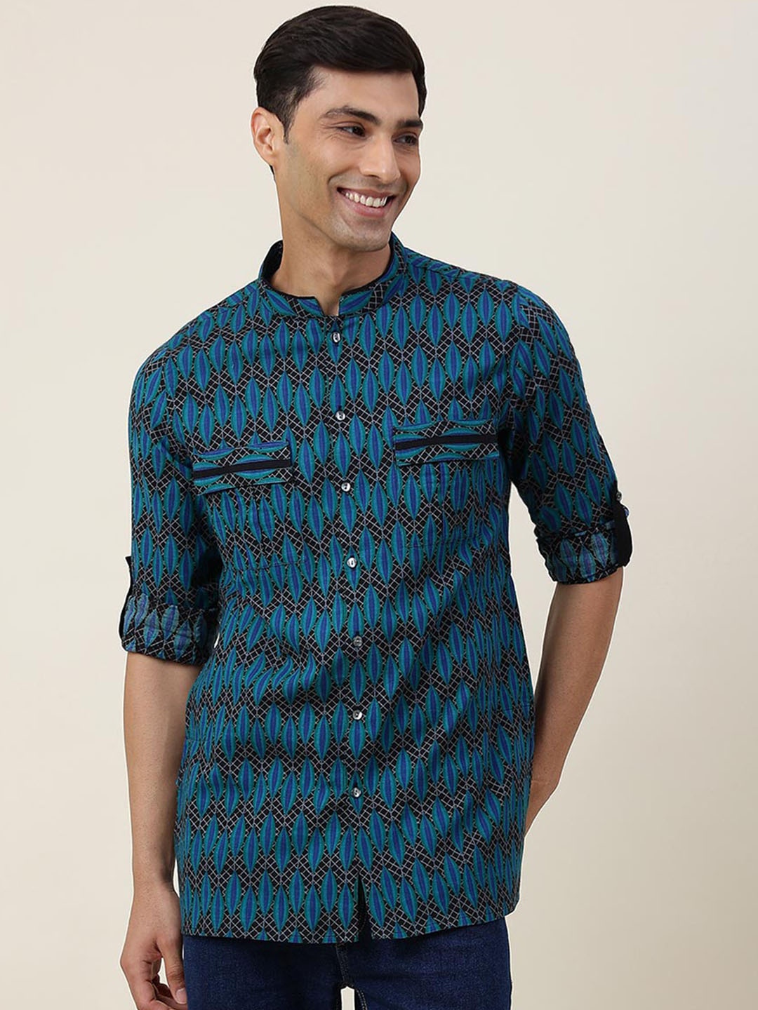 

Fabindia Abstract Printed Cotton Pathani Kurta, Navy blue