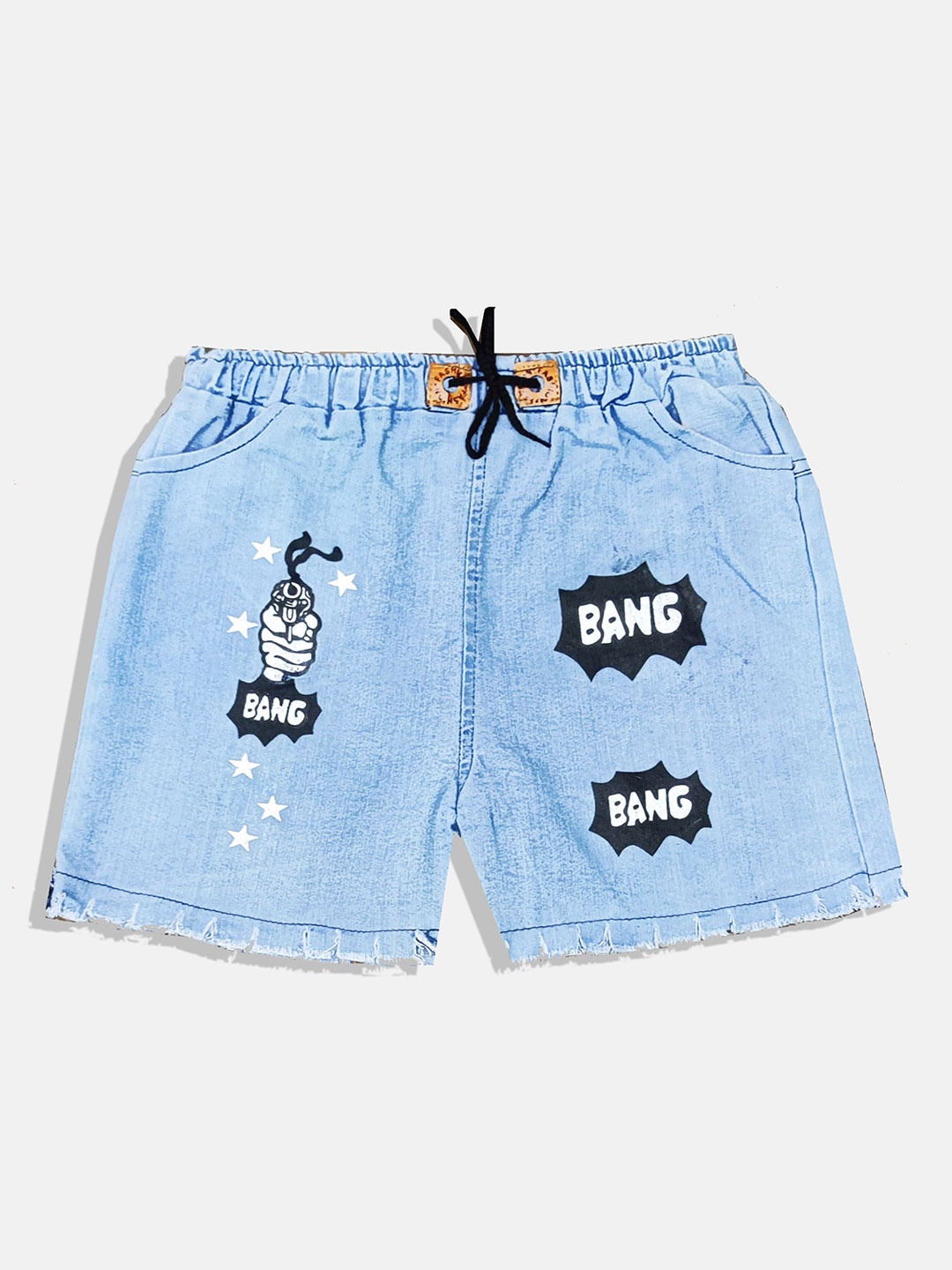 

PINVE Girls Printed Denim Shorts, Blue