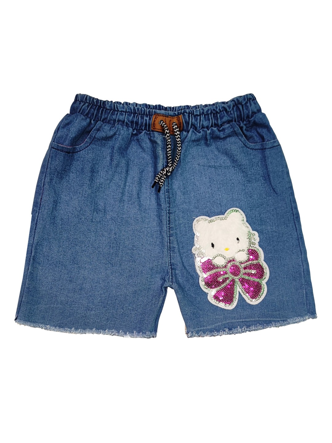 

PINVE Girls Applique Denim Shorts, Blue