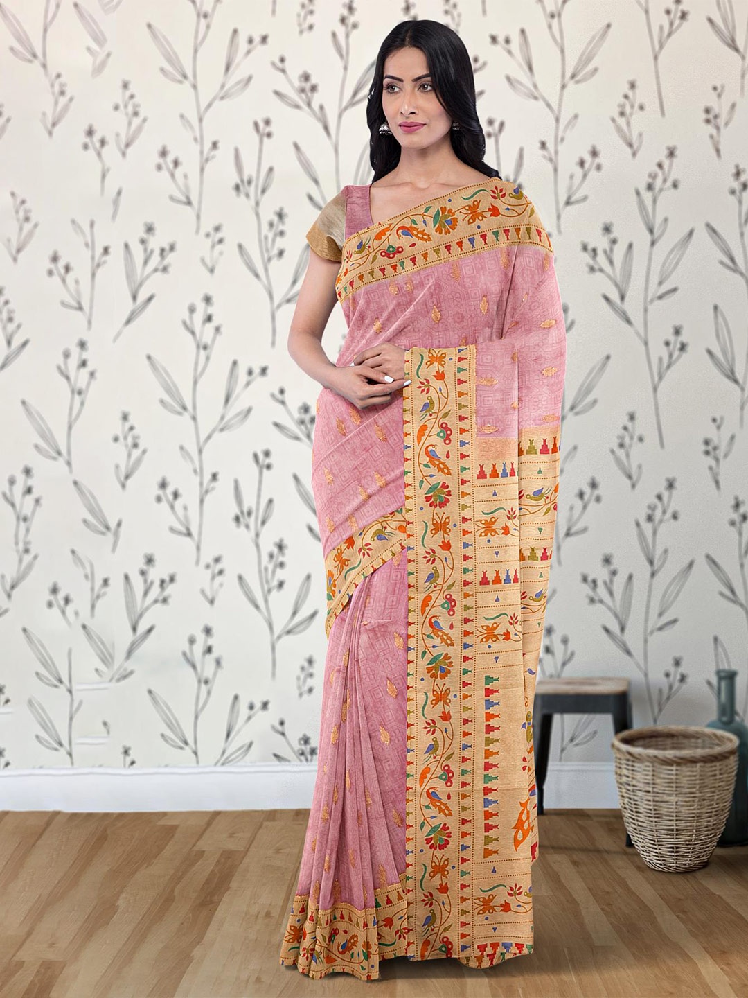 

Kalamandir ethnic Motif Woven Design Zari Saree, Pink