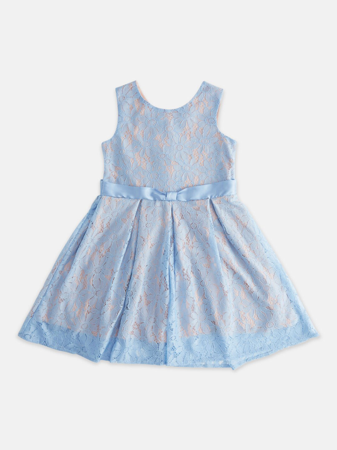 

Pantaloons Junior Girls Self Design Fit & Flare Dress, Blue