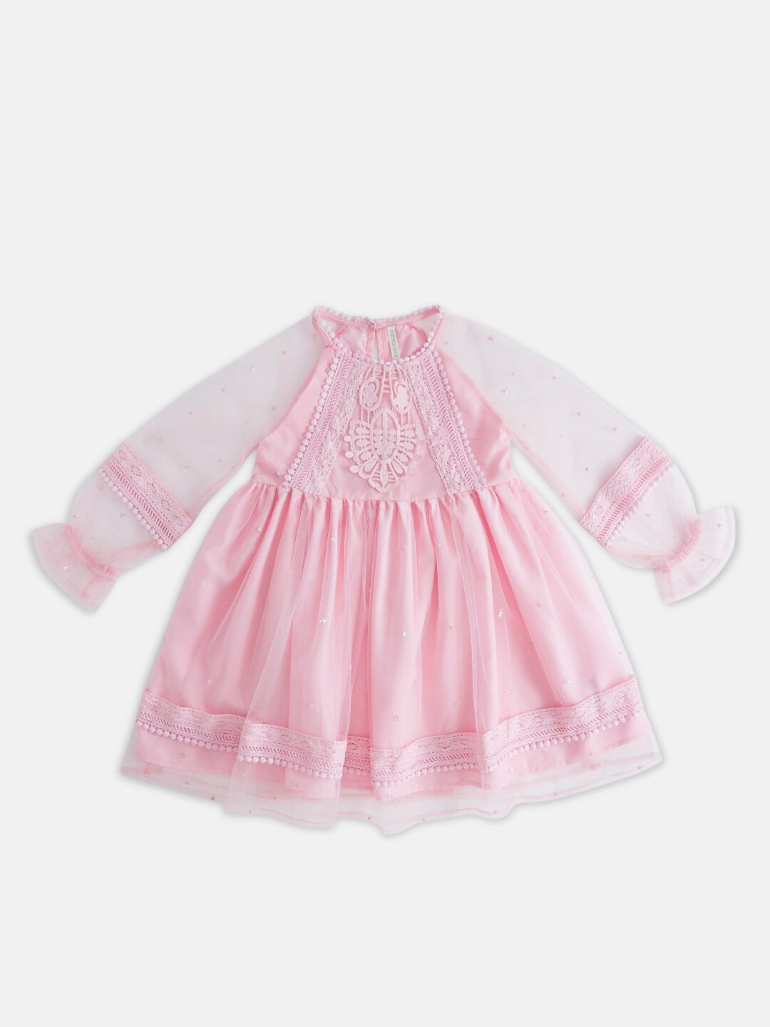 

Pantaloons Junior Puff Sleeves A-Line Dress, Pink