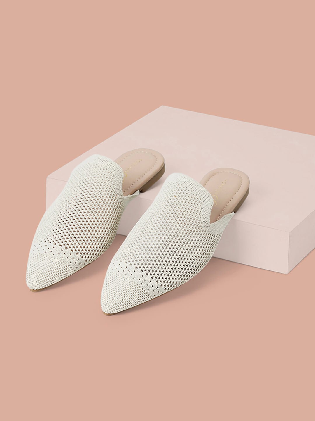

Forever Glam by Pantaloons Women Pointed Toe Woven Design Mules, Off white