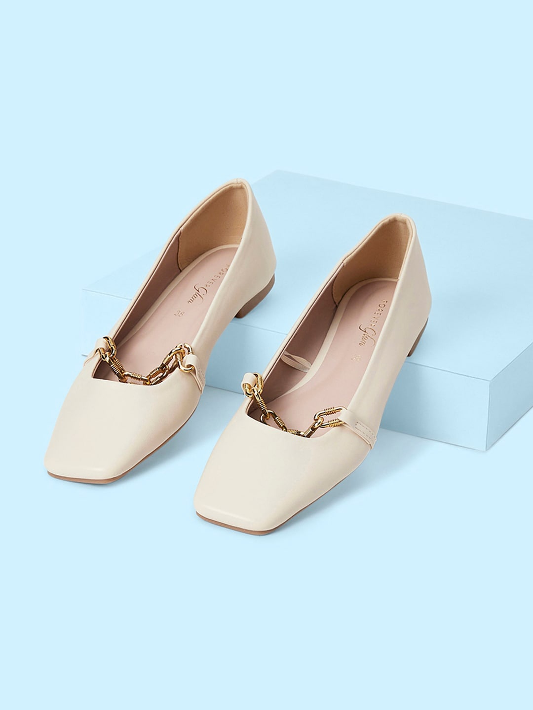 

Forever Glam by Pantaloons Women Square Toe Embellished Ballerinas, Beige