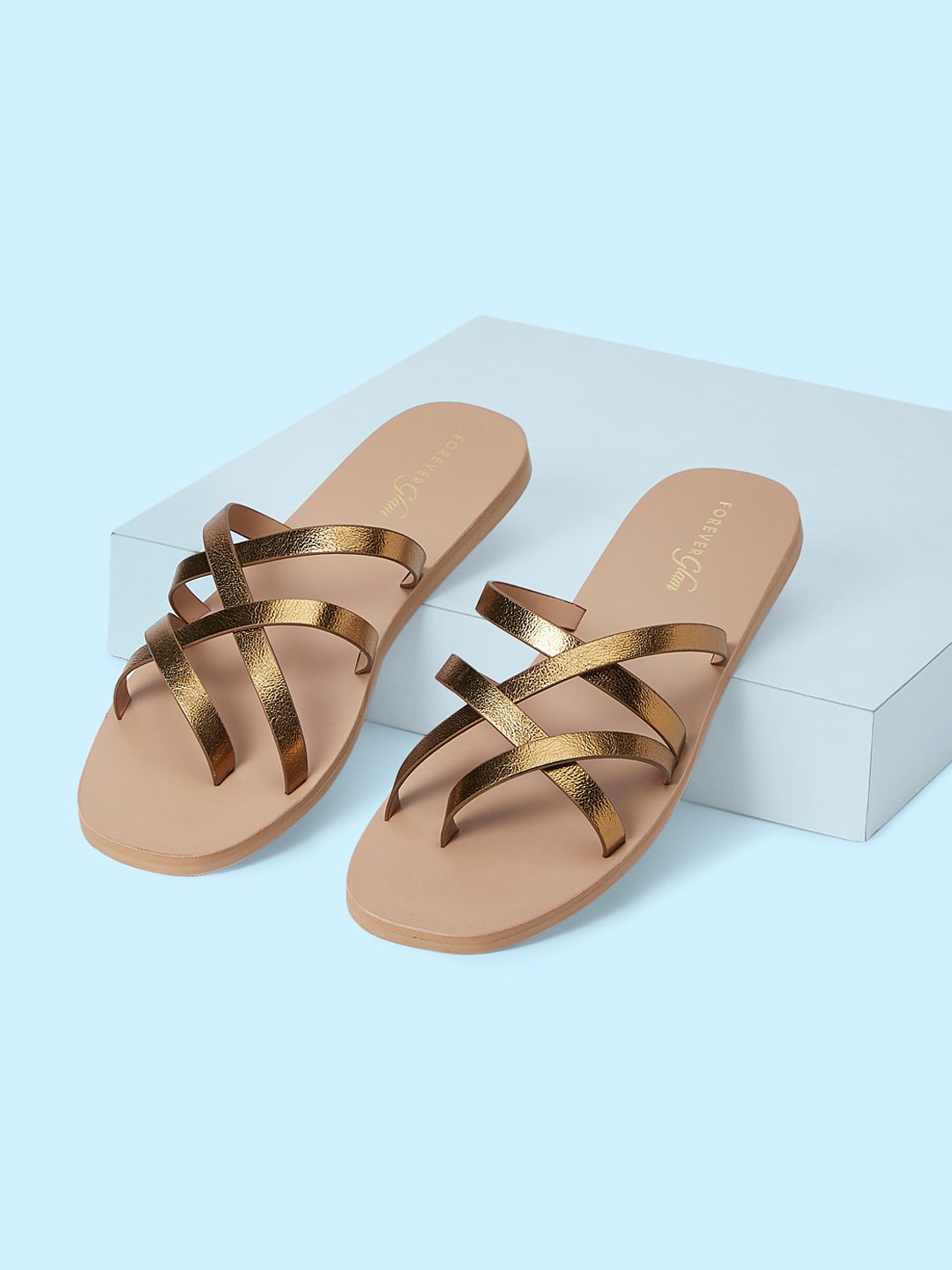 

Forever Glam by Pantaloons Women PU Open Toe Flats, Bronze