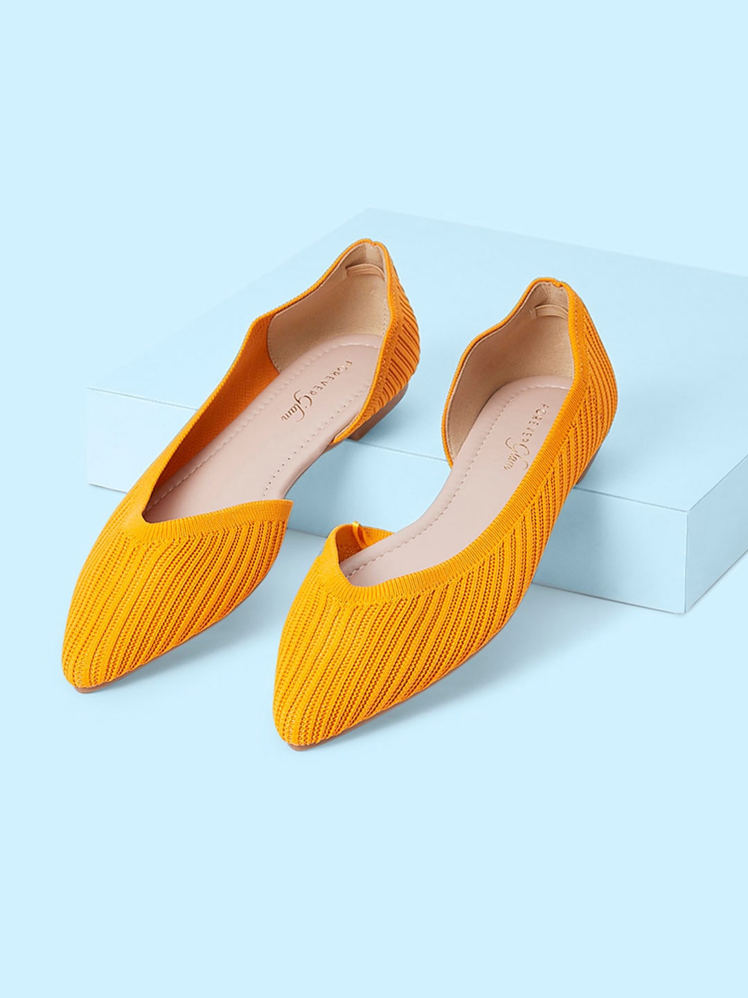 

Forever Glam by Pantaloons Woven Design Pointed Toe Ballerinas, Mustard