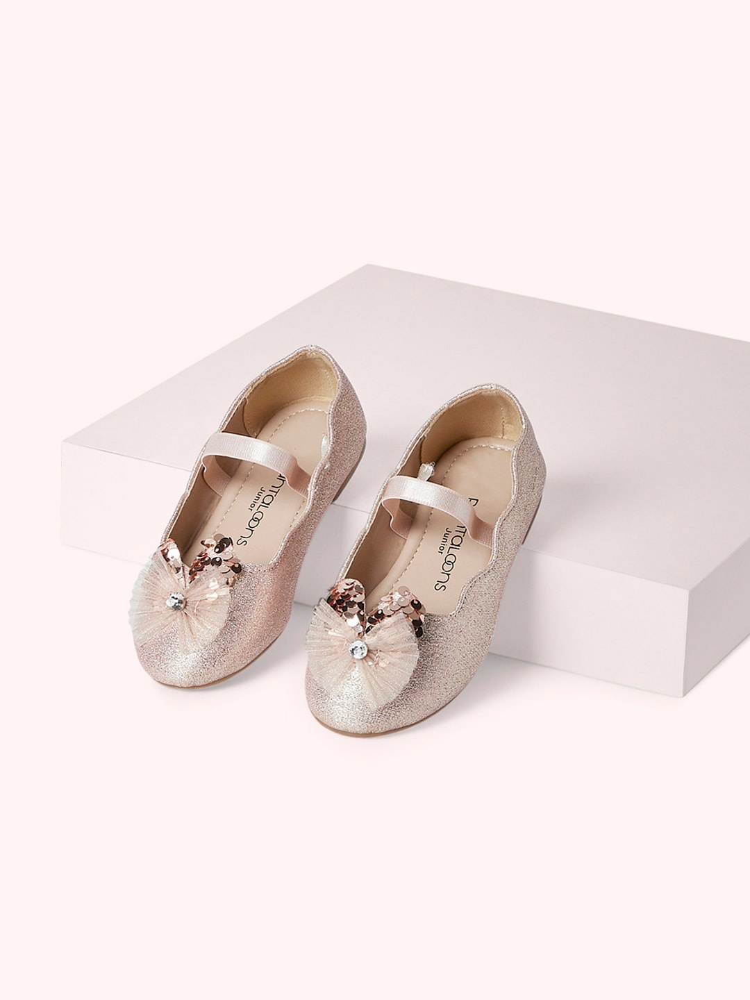 

Pantaloons Junior Girls Embellished Fabric Ballerinas, Peach