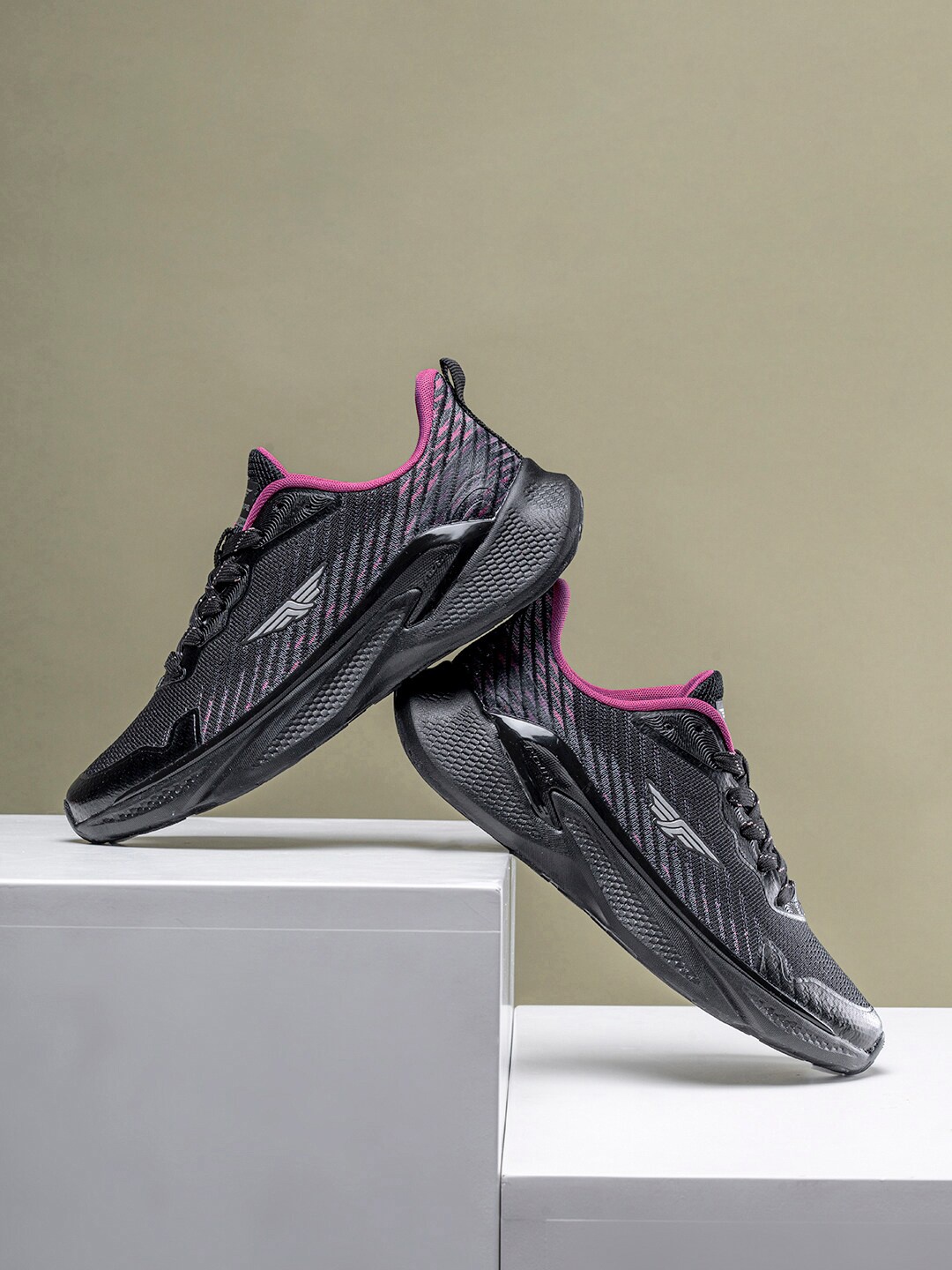 Red Tape Women Textile Running Sports Shoes, Black