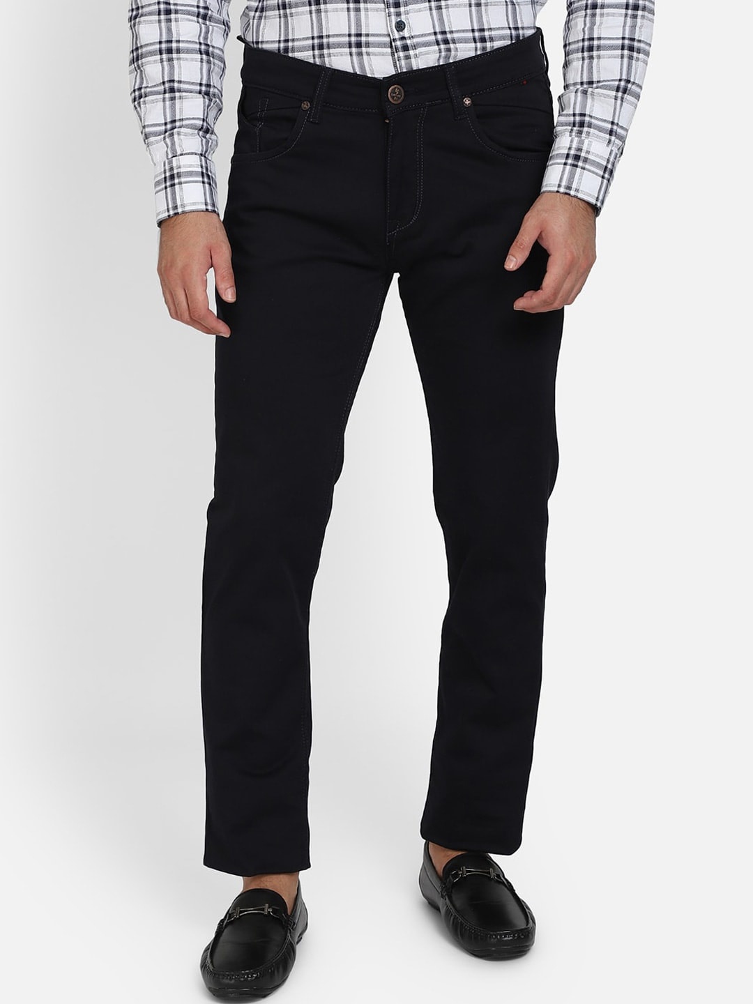 

Cantabil Men Mid-Rise Dark Shade Stretchable Cotton Jeans, Black