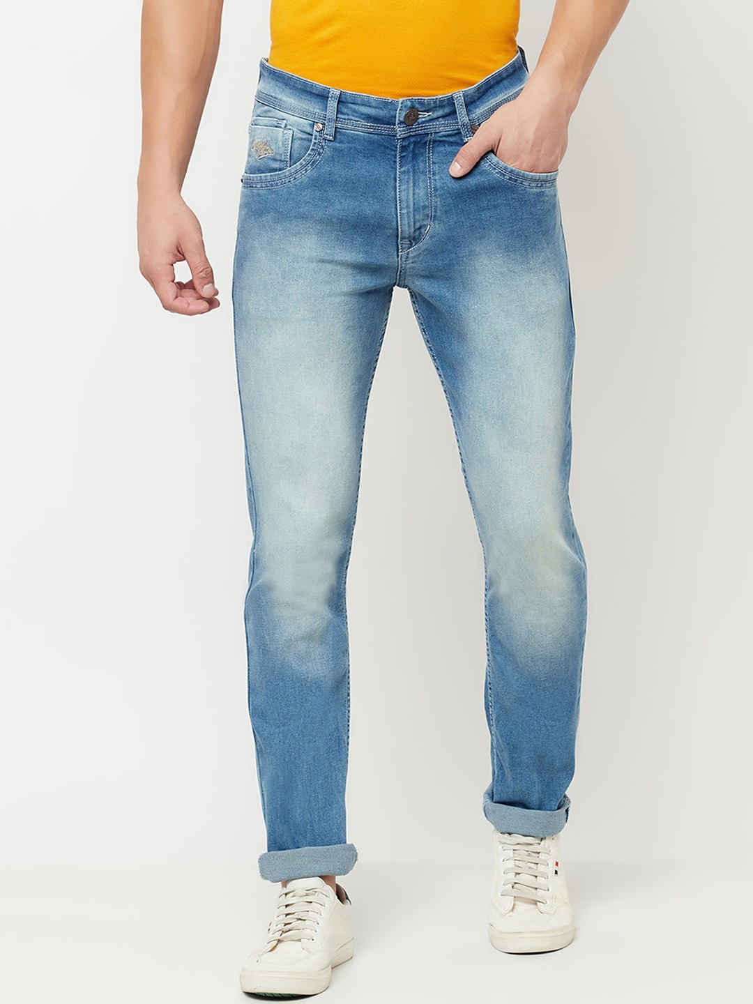 

Cantabil Men Cotton Heavy Fade Stretchable Jeans, Blue