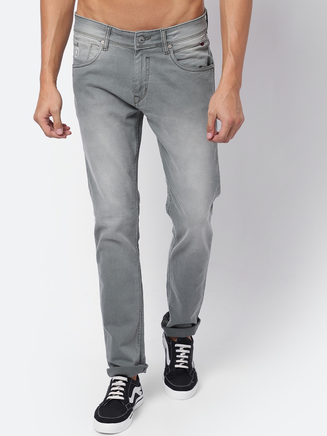 

Cantabil Men Heavy Fade Stretchable Cotton Jeans, Grey