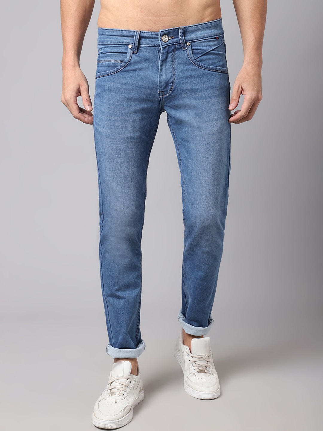 

Cantabil Men Mid-Rise Light Fade Stretchable Cotton Jeans, Blue