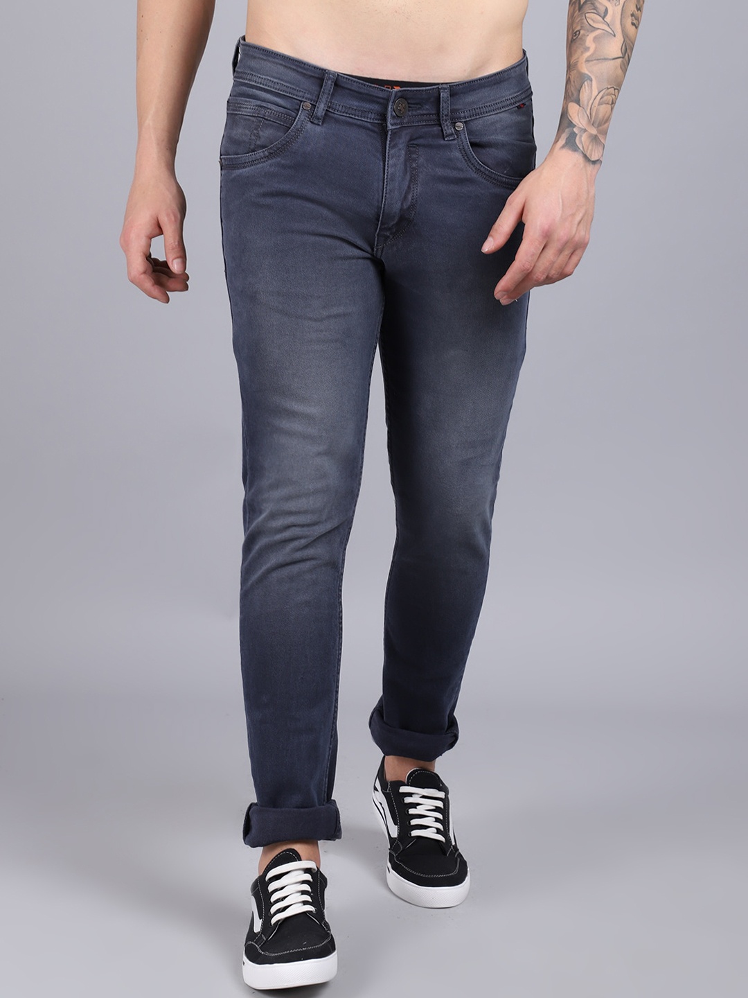 

Cantabil Men Mid Rise Light Fade Regular Fit Stretchable Cotton Jeans, Blue