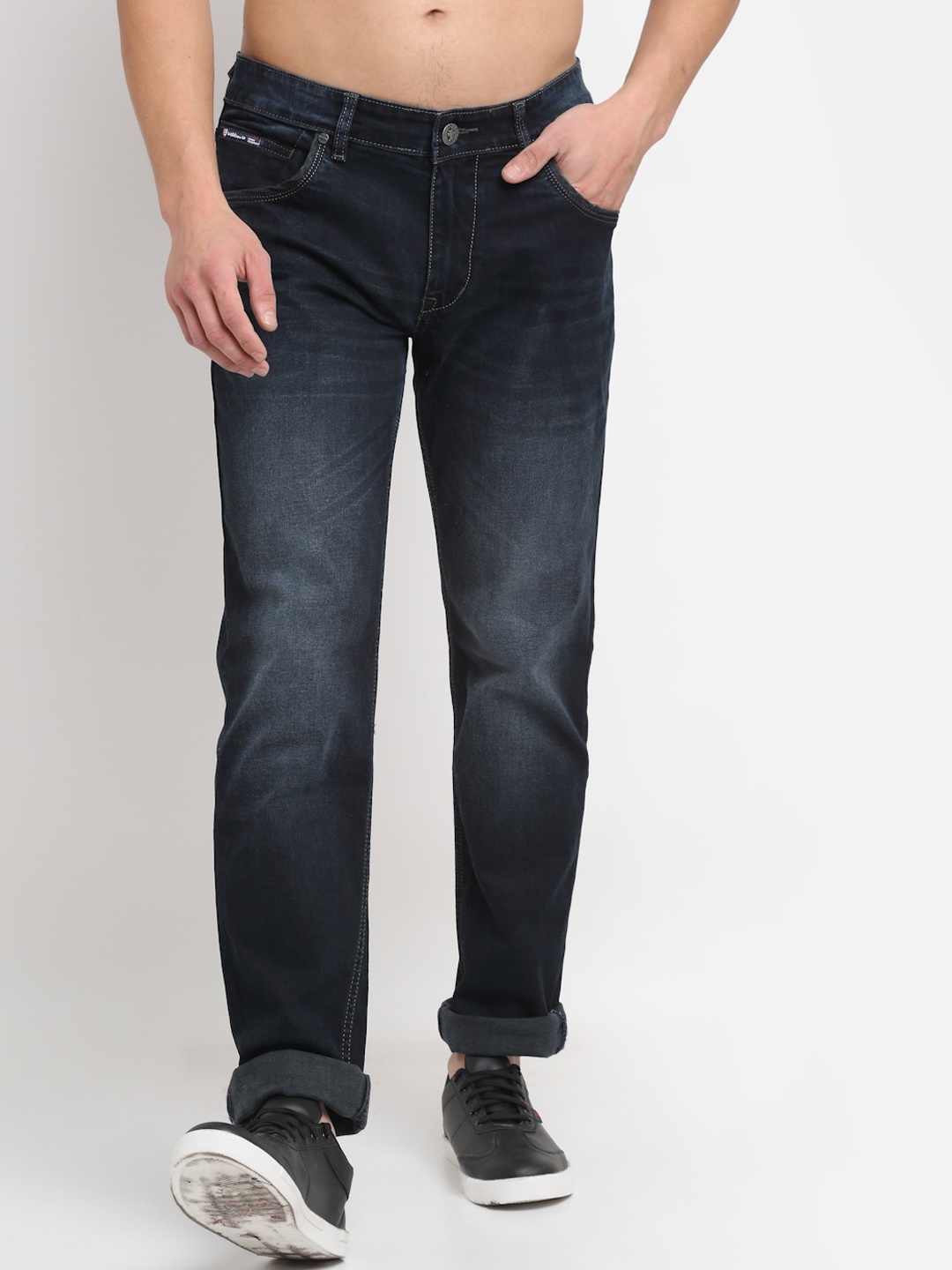 

Cantabil Men Light Fade Regular Fit Stretchable Cotton Jeans, Blue