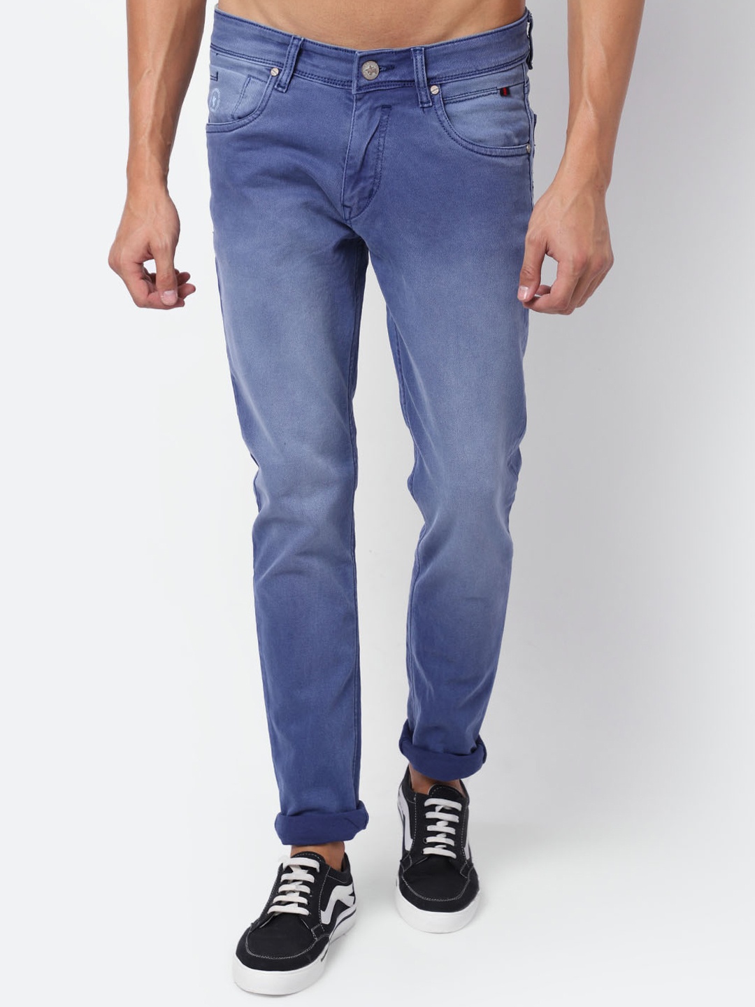 

Cantabil Men Mid Rise Heavy Fade Regular Fit Stretchable Cotton Jeans, Blue