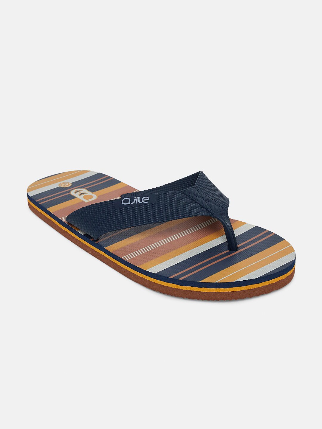 

Ajile by Pantaloons Men Self Design Plastic Thong Flip-Flops, Navy blue