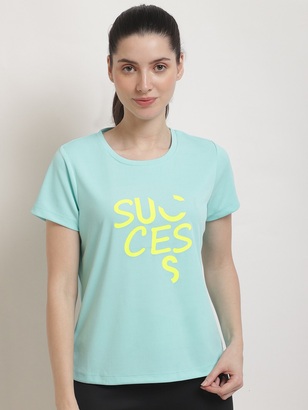 

PERFKT-U Typography Printed Dry-Fit Sports T-shirt, Sea green