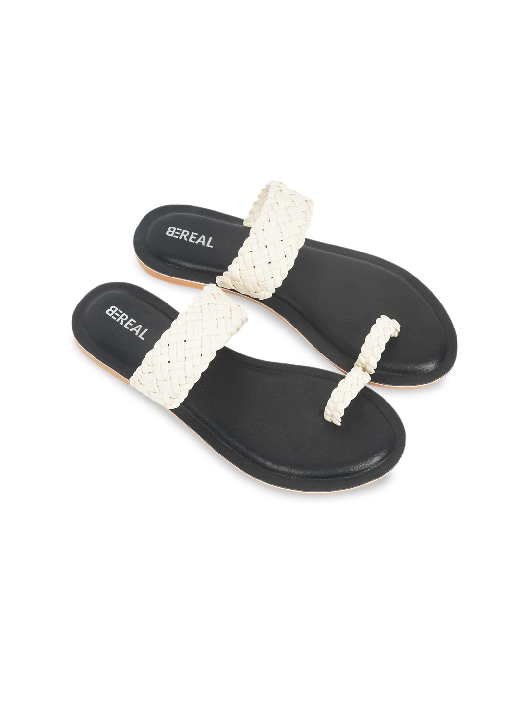 

BEREAL Women PU One Toe Flats, Black