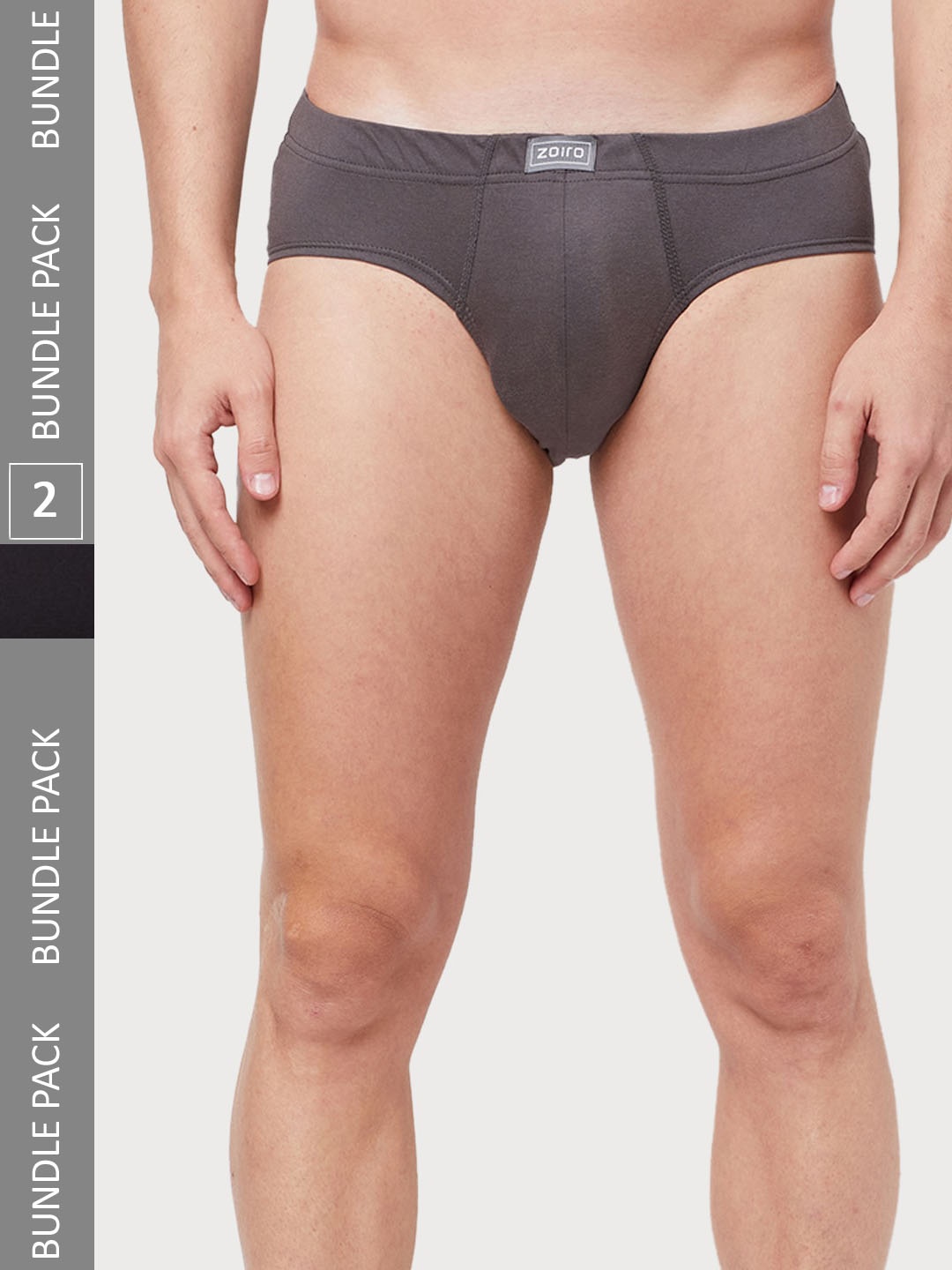 

Zoiro Men Pack Of 2 Anti Bacterial Finish Basic Briefs, Black