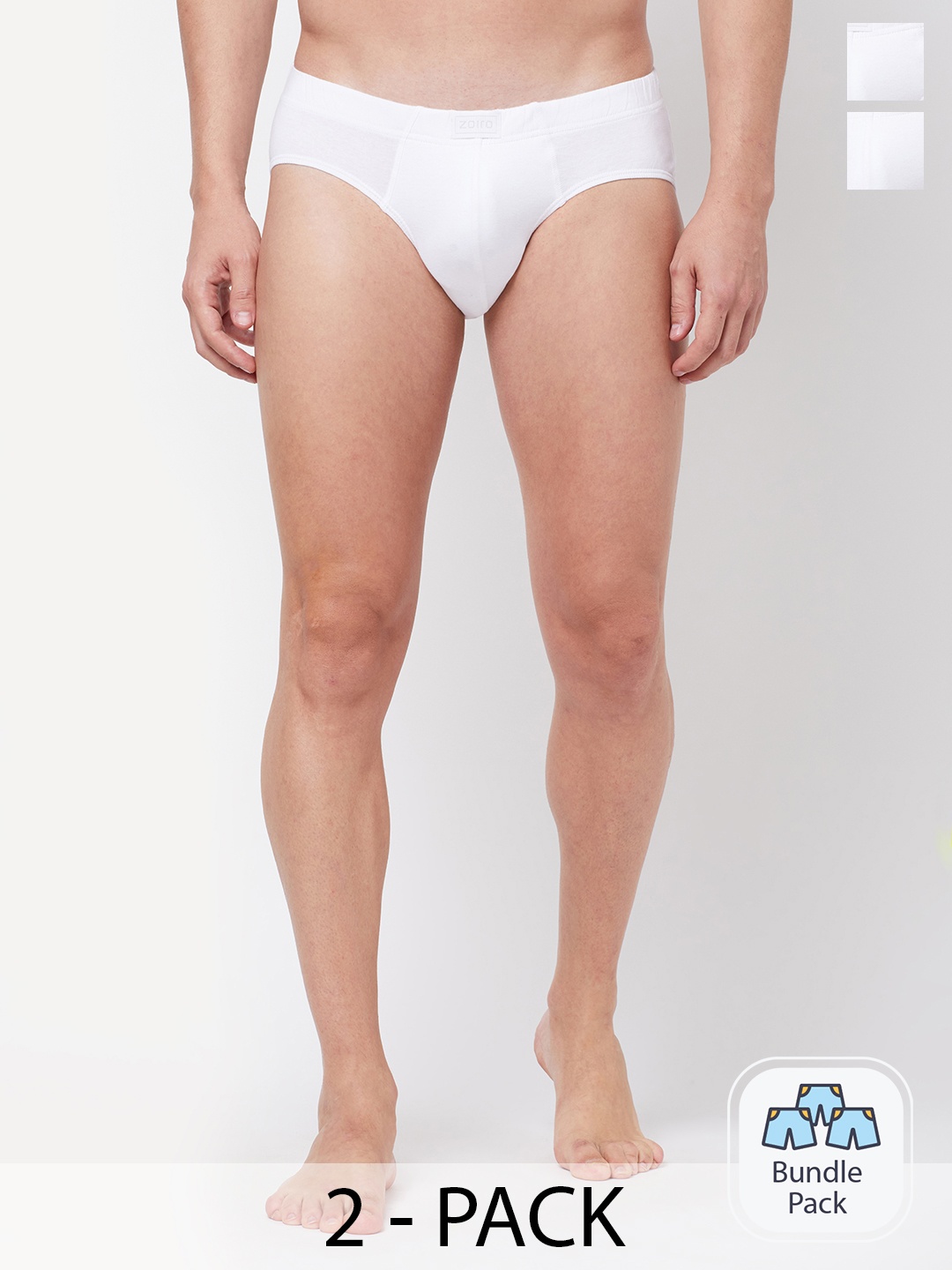 

Zoiro Men Pack Of 2 Bio-Wash & Silicon Finish Basic Briefs, White