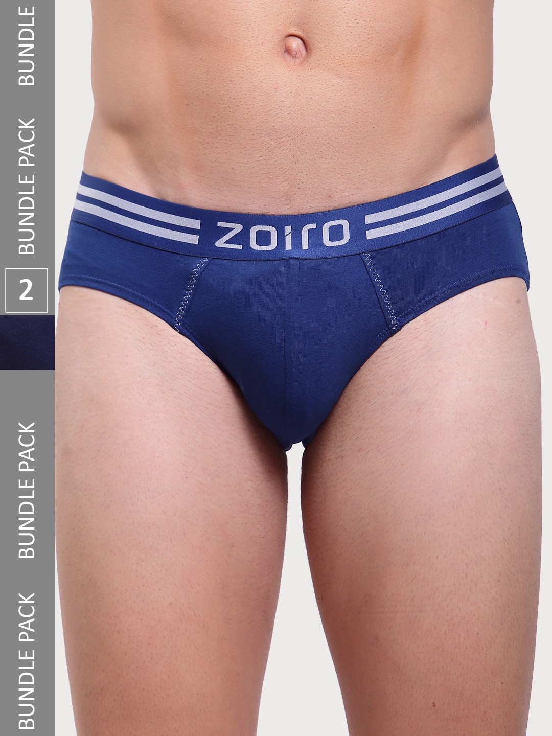 

Zoiro Men Pack Of 2 Bio-Wash & Silicon Finish Basic Briefs, Blue
