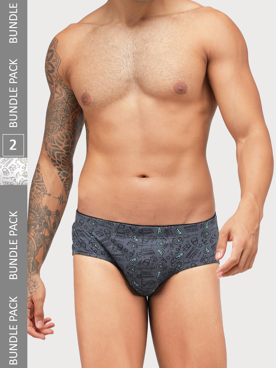 

Zoiro Men Pack Of 2 Printed Bio-Wash & Silicon Finish Basic Briefs, White