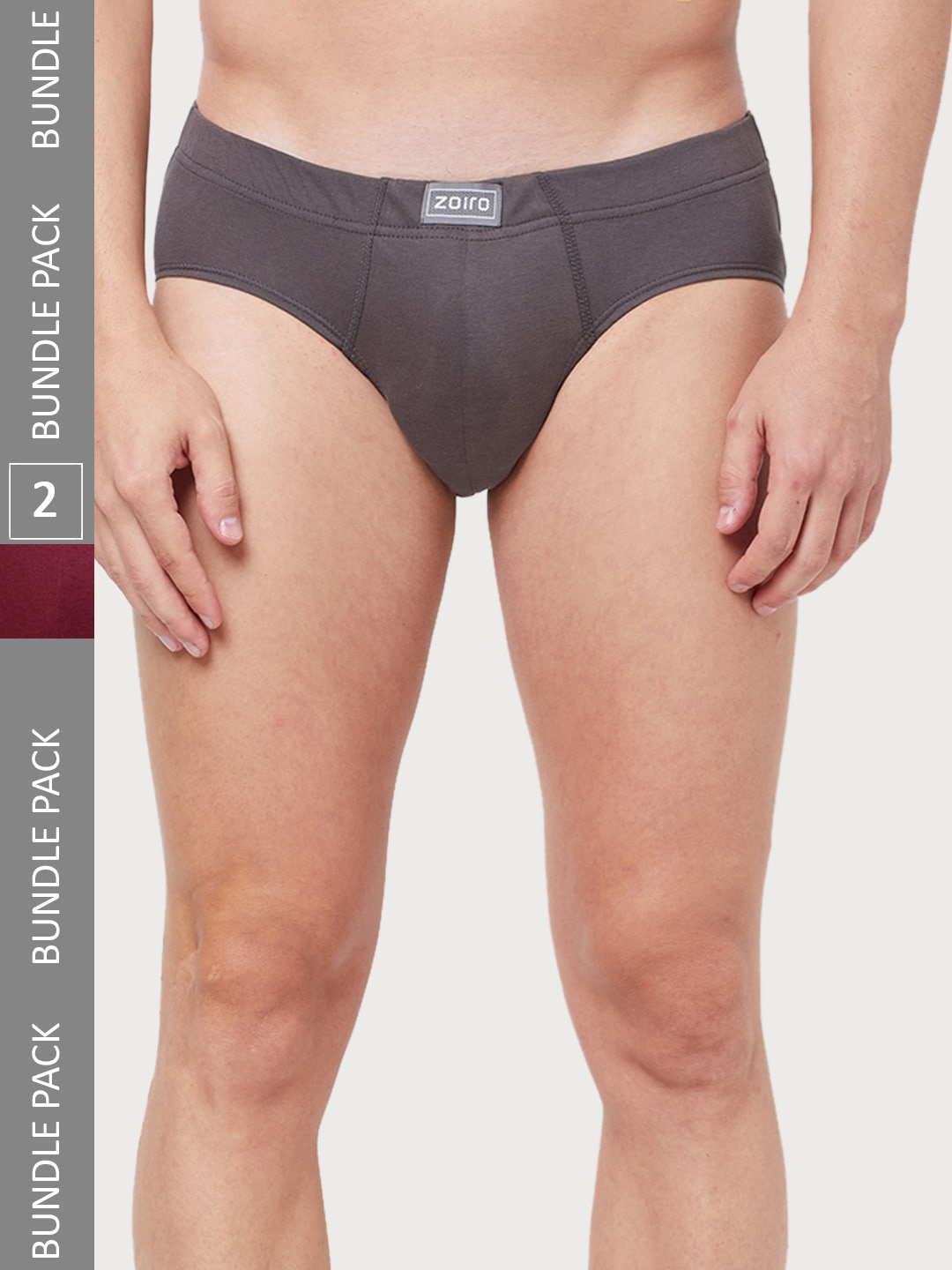 

Zoiro Men Pack Of 2 Bio-Wash & Silicon Finish Basic Briefs, Grey