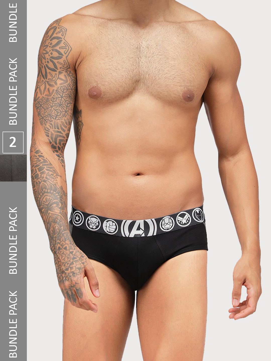 

Zoiro Men Pack Of 2 Coloublocked Anti-Pilling Basic Briefs, Grey