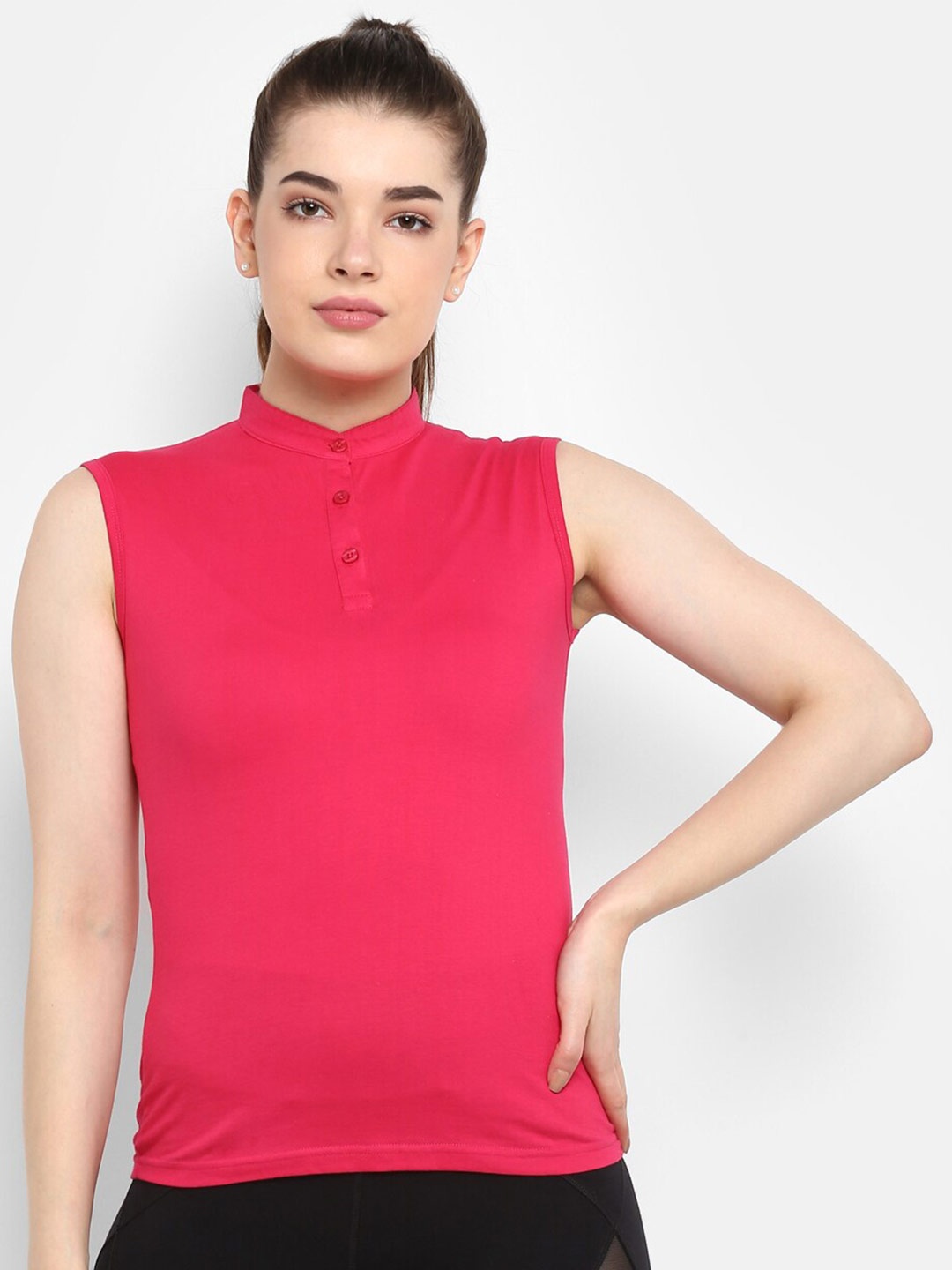 

appulse Henley neck Slim Fit Cotton T-shirt, Pink