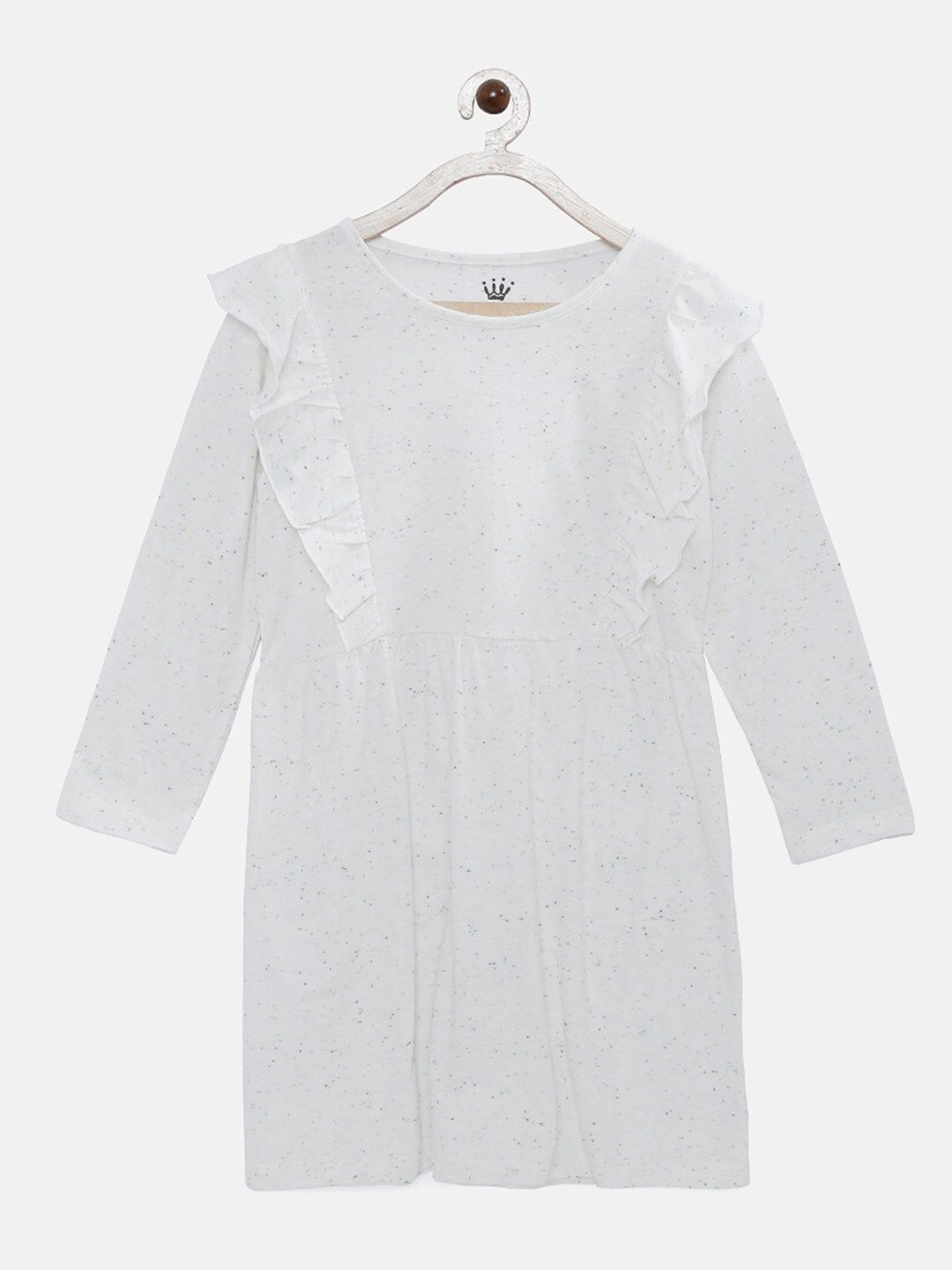 

Little Chieftains Girls Self Design Ruffles A-Line Dress, White