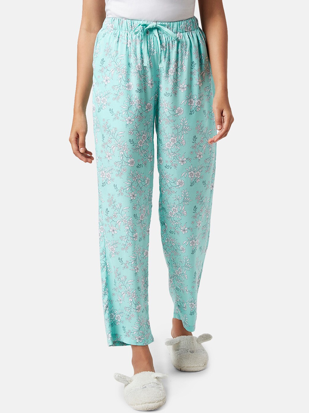 

Dreamz by Pantaloons Women Printed Lounge Pants, Turquoise blue