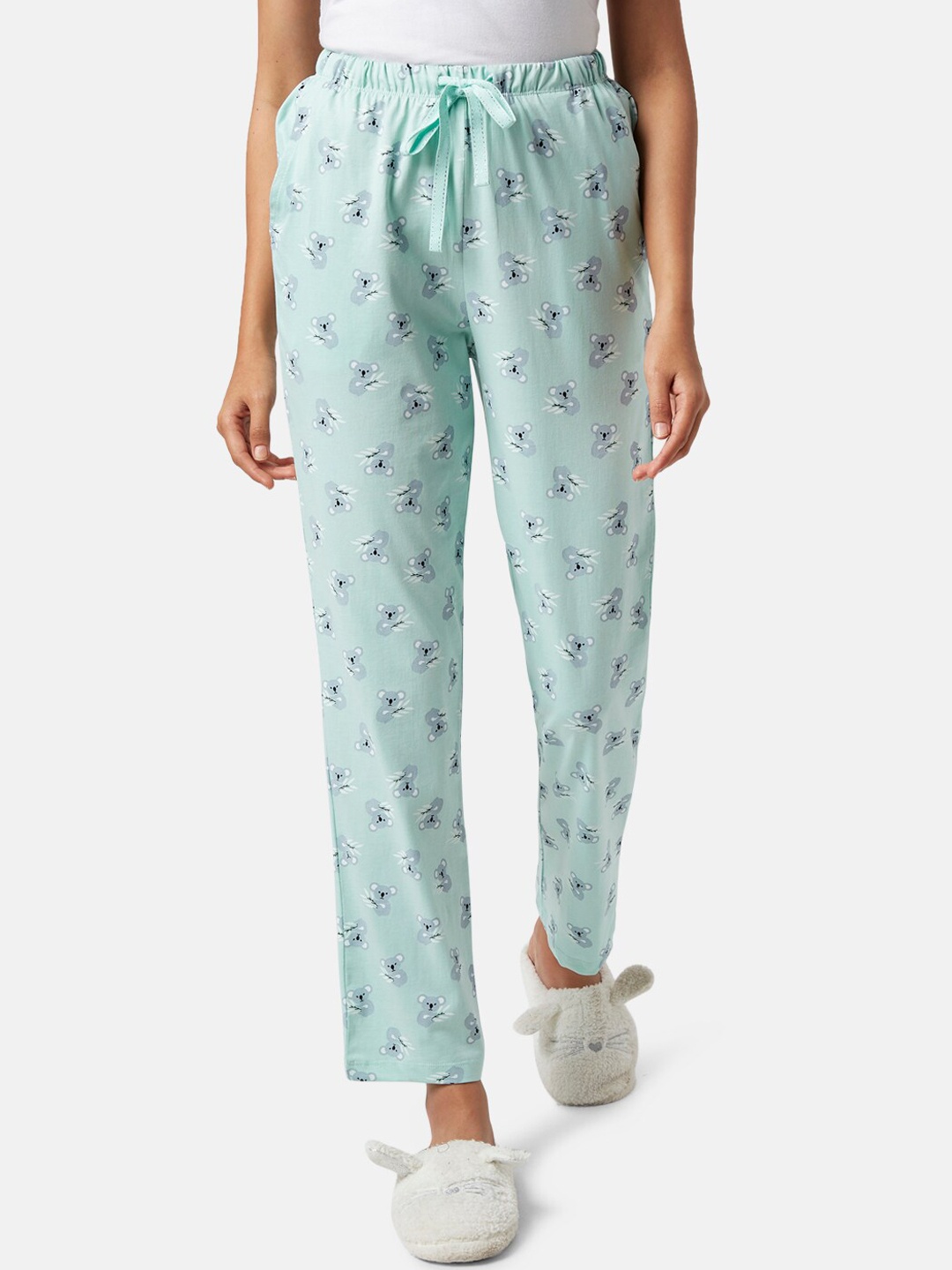 

Dreamz by Pantaloons Women Printed Straight Lounge Pants, Sea green