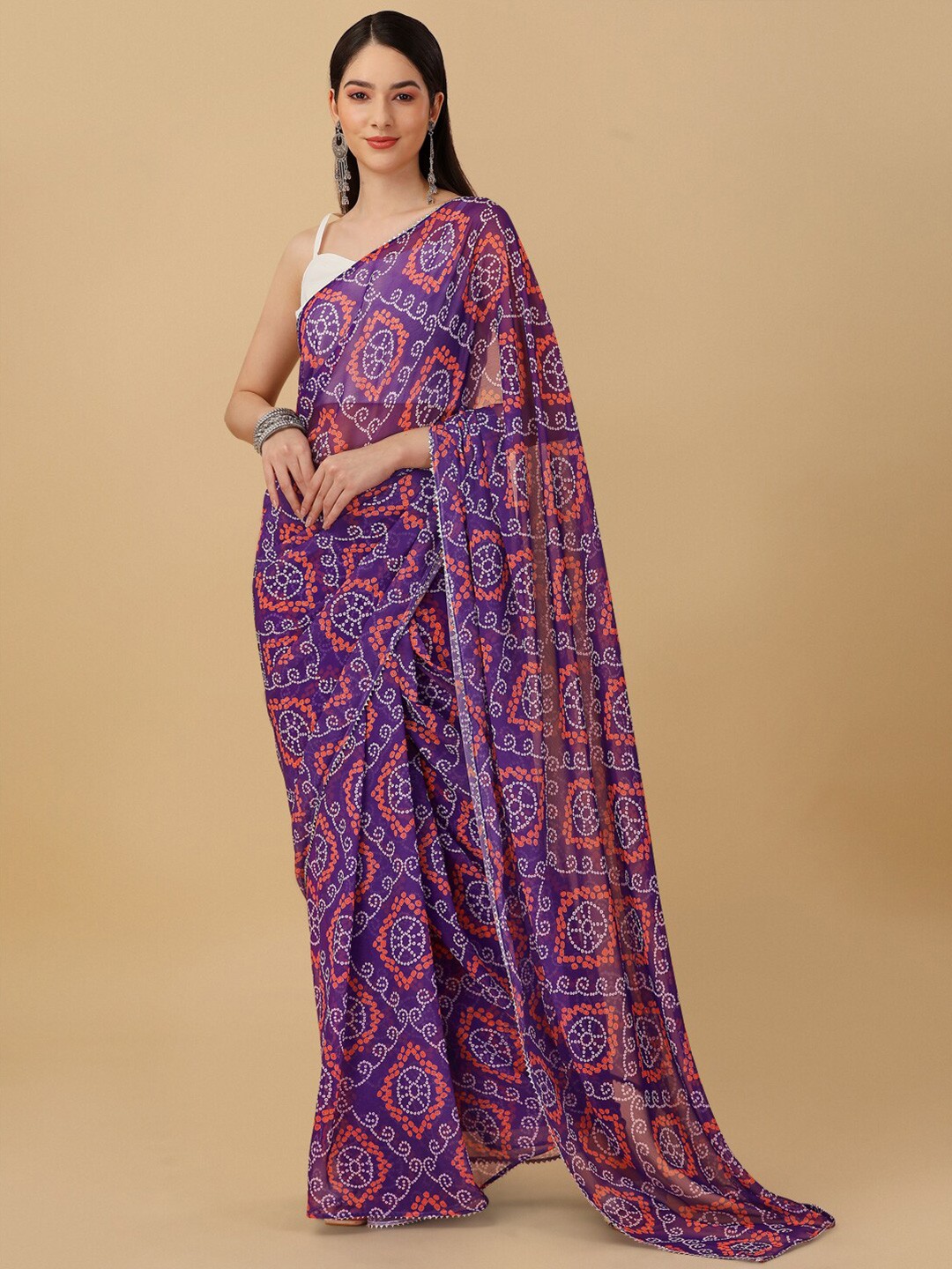 

Sangria Bandhani Digital Printed Saree, Purple