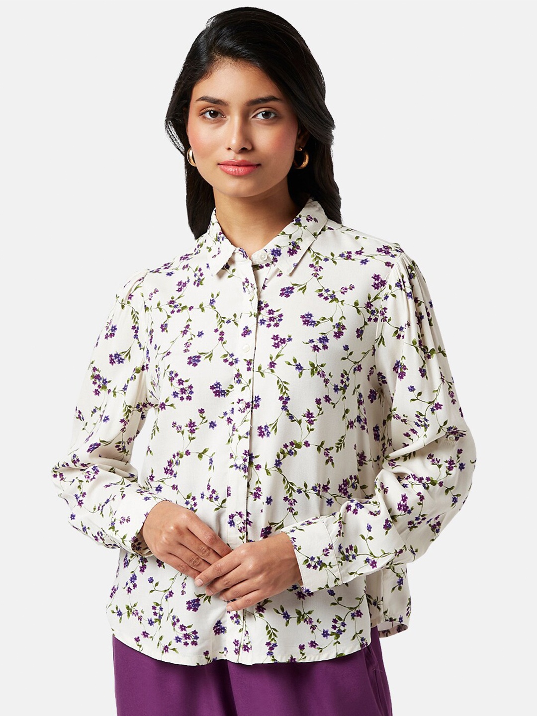 

Honey by Pantaloons Floral Printed Casual Shirt, White